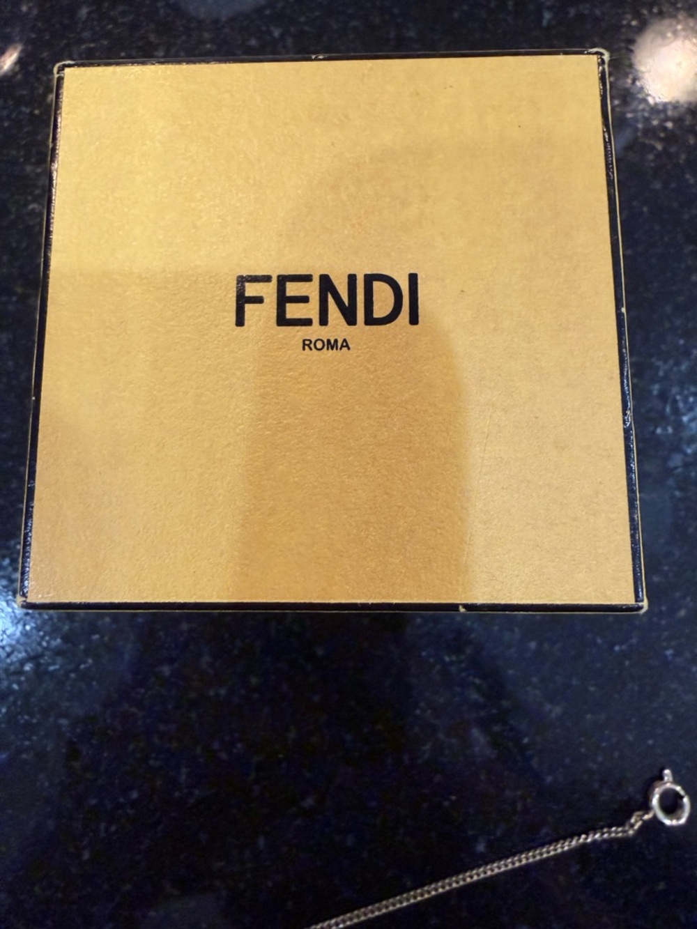Fendi Gold-Tone Script Necklace with Pink Crystals like new. Worn once - Picture 3 of 4